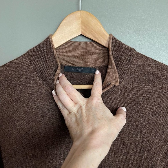 Raffi The Palmer Pullover Wool Sweater Sz XXL Long Sleeve Quarter Zip Mock Neck - Picture 4 of 16
